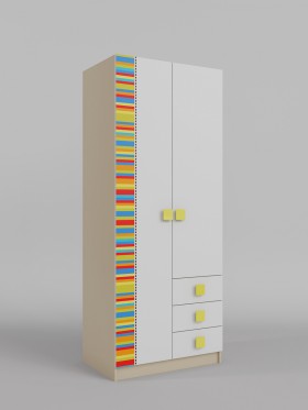 Шкаф 2-х створчатый с ящиками Клаксон без машинок (Белый/корпус Клен) в Горняке - gornyak.katalogmebeli.com | фото