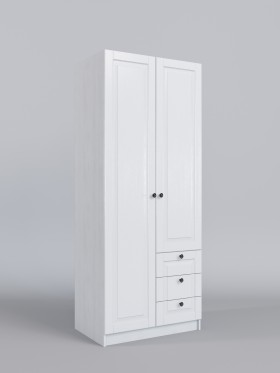 Шкаф 2-х створчатый с ящиками Классика (Белый/корпус Выбеленное дерево) в Горняке - gornyak.katalogmebeli.com | фото