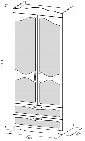 Шкаф 2-х створчатый с ящиками серии Иллюзия 31 Светло-сиреневый в Горняке - gornyak.katalogmebeli.com | фото 2