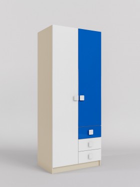 Шкаф 2-х створчатый с ящиками Скай люкс (Синий/Белый/корпус Клен) в Горняке - gornyak.katalogmebeli.com | фото