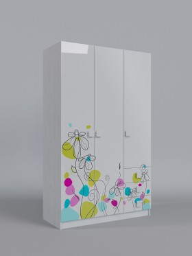 Шкаф 3-х створчатый с ящиками Флёр (Белый/корпус Выбеленное дерево) в Горняке - gornyak.katalogmebeli.com | фото