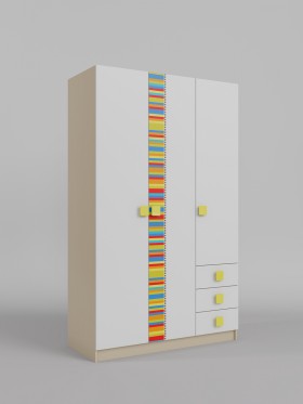 Шкаф 3-х створчатый с ящиками Клаксон без машинок (Белый/корпус Клен) в Горняке - gornyak.katalogmebeli.com | фото