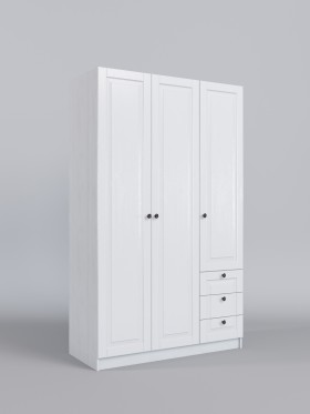 Шкаф 3-х створчатый с ящиками Классика (Белый/корпус Выбеленное дерево) в Горняке - gornyak.katalogmebeli.com | фото