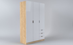 Шкаф 3-х створчатый с ящиками Лофт (Белый/корпус Дуб Сонома) в Горняке - gornyak.katalogmebeli.com | фото