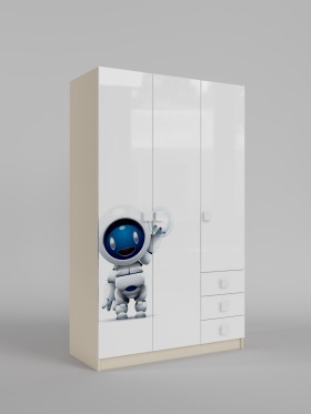 Шкаф 3-х створчатый с ящиками Санни (Белый/корпус Клен) в Горняке - gornyak.katalogmebeli.com | фото