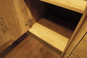 Шкаф для белья «Пилигрим» (Дуб Каньон светлый, Фон серый) в Горняке - gornyak.katalogmebeli.com | фото 5