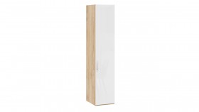 Шкаф для белья с 1 глухой дверью «Эмбер» Яблоня Беллуно/Белый глянец в Горняке - gornyak.katalogmebeli.com | фото