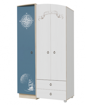 Шкаф для одежды Бриз 1200 Дуб ривьера/ Рамух белый/синий в Горняке - gornyak.katalogmebeli.com | фото