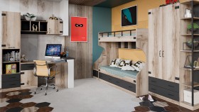 Шкаф для одежды комбинированный «Окланд» (Фон Черный/Дуб Делано) в Горняке - gornyak.katalogmebeli.com | фото 4