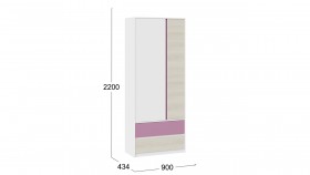 Шкаф для одежды комбинированный «Сканди» Дуб Гарден/Белый/Лиловый в Горняке - gornyak.katalogmebeli.com | фото 5