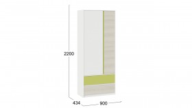 Шкаф для одежды комбинированный «Сканди» Дуб Гарден/Белый/Зеленый в Горняке - gornyak.katalogmebeli.com | фото 5