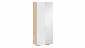 Шкаф для одежды с 1 глухой и 1 зеркальной дверями правый «Эмбер» Яблоня Беллуно/Белый глянец в Горняке - gornyak.katalogmebeli.com | фото