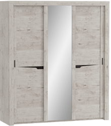 Шкаф трехдверный Соренто с раздвижными дверями Дуб бонифаций/Кофе структурный матовый в Горняке - gornyak.katalogmebeli.com | фото 1