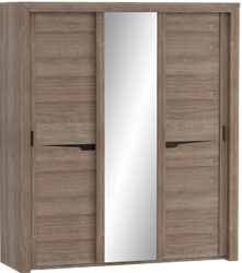 Шкаф трехдверный Соренто с раздвижными дверями Дуб стирлинг/Кофе структурный матовый в Горняке - gornyak.katalogmebeli.com | фото