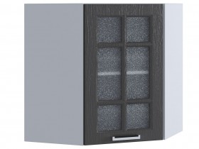 Шкаф верхний угловой со стеклом 590, ШВУС 590 (Клен серый/корпус белый) в Горняке - gornyak.katalogmebeli.com | фото