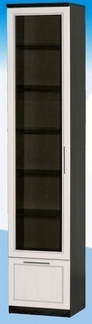 Шкаф высокий с ящиком и стеклодверью ДЛЯ ГОСТИНОЙ ШВЯС-450 Венге/Дуб выбеленный в Горняке - gornyak.katalogmebeli.com | фото