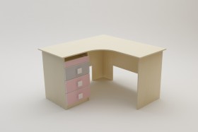Стол угловой Грэйси (Розовый/Серый/корпус Клен) в Горняке - gornyak.katalogmebeli.com | фото 2