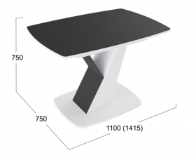 Стол обеденный «Гарда» Тип 1 (Белый/Стекло матовое черный графит) в Горняке - gornyak.katalogmebeli.com | фото 3