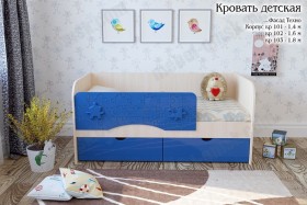 Техно Кровать детская 2 ящика 1.6 Синий глянец в Горняке - gornyak.katalogmebeli.com | фото